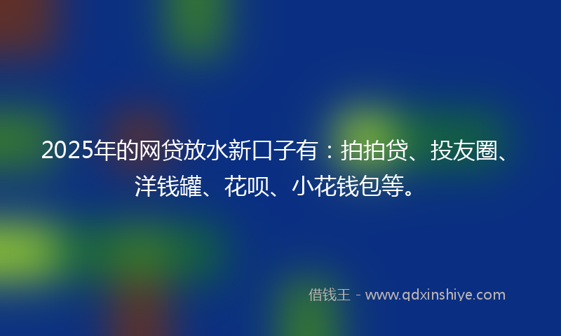 2025年的网贷放水新口子有：拍拍贷、投友圈、洋钱罐、花呗、小花钱包等。