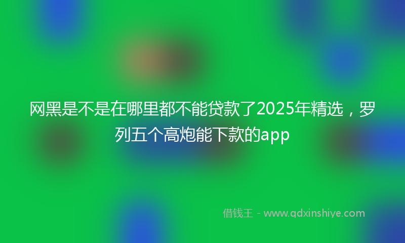网黑是不是在哪里都不能贷款了2025年精选，罗列五个高炮能下款的app