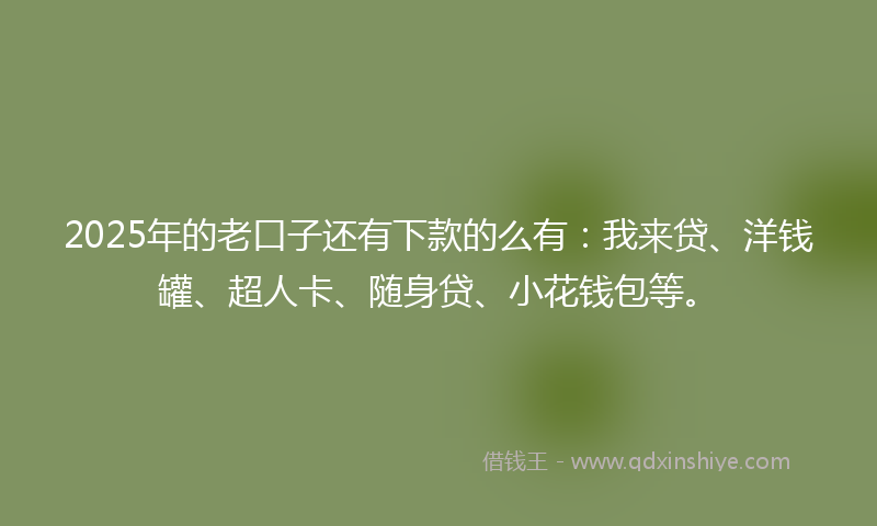 2025年的老口子还有下款的么有：我来贷、洋钱罐、超人卡、随身贷、小花钱包等。