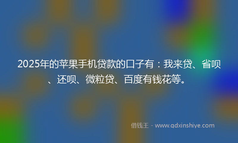 2025年的苹果手机贷款的口子有：我来贷、省呗、还呗、微粒贷、百度有钱花等。