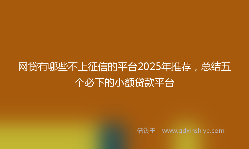网贷有哪些不上征信的平台2025年推荐，总结五个必下的小额贷款平台