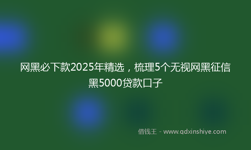 网黑必下款2025年精选，梳理5个无视网黑征信黑5000贷款口子