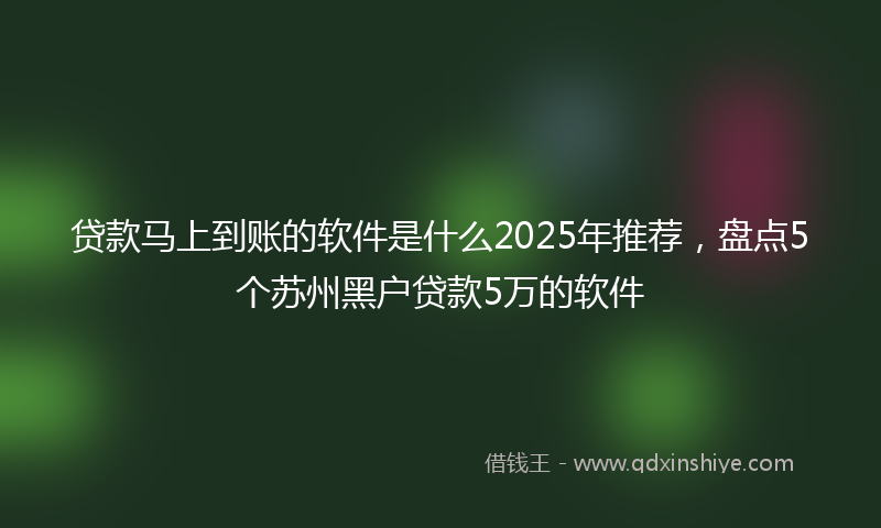 贷款马上到账的软件是什么2025年推荐，盘点5个苏州黑户贷款5万的软件