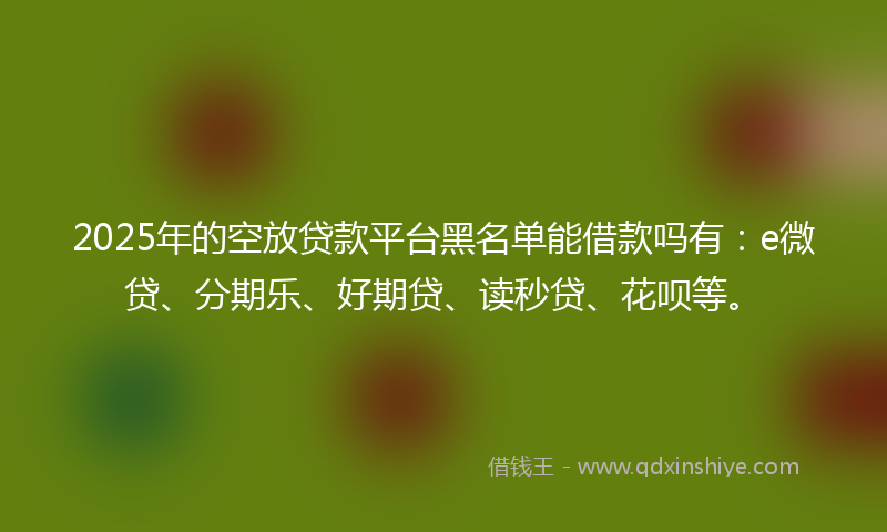 2025年的空放贷款平台黑名单能借款吗有：e微贷、分期乐、好期贷、读秒贷、花呗等。
