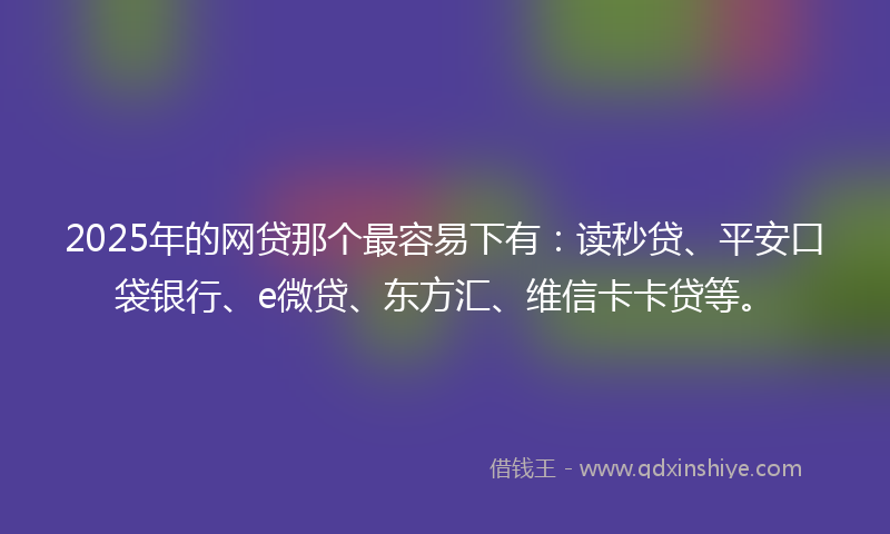 2025年的网贷那个最容易下有：读秒贷、平安口袋银行、e微贷、东方汇、维信卡卡贷等。