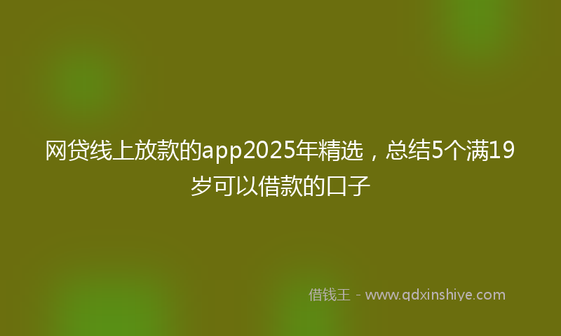 网贷线上放款的app2025年精选，总结5个满19岁可以借款的口子