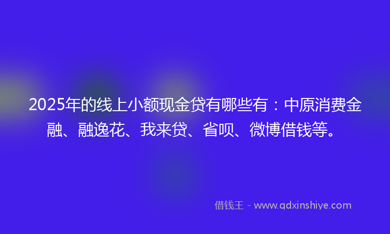 2025年的线上小额现金贷有哪些有：中原消费金融、融逸花、我来贷、省呗、微博借钱等。