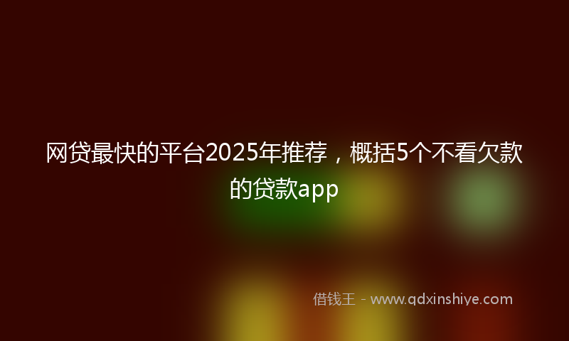网贷最快的平台2025年推荐，概括5个不看欠款的贷款app