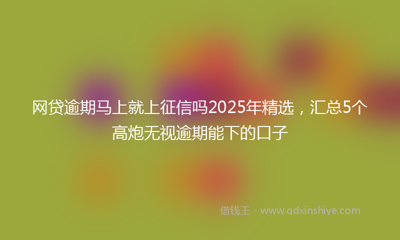 网贷逾期马上就上征信吗2025年精选，汇总5个高炮无视逾期能下的口子
