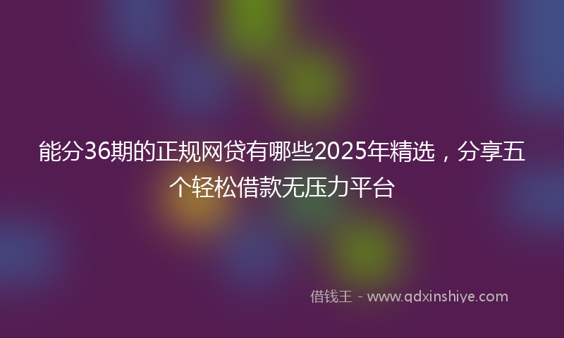 能分36期的正规网贷有哪些2025年精选，分享五个轻松借款无压力平台