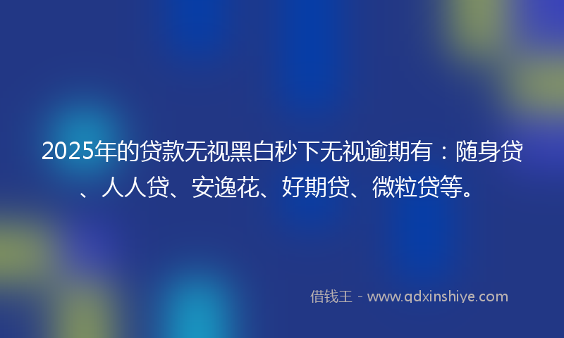 2025年的贷款无视黑白秒下无视逾期有：随身贷、人人贷、安逸花、好期贷、微粒贷等。