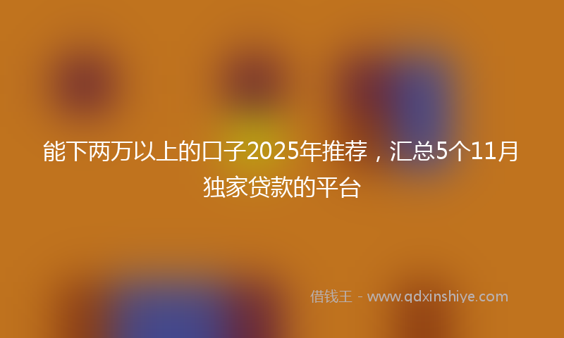 能下两万以上的口子2025年推荐，汇总5个11月独家贷款的平台