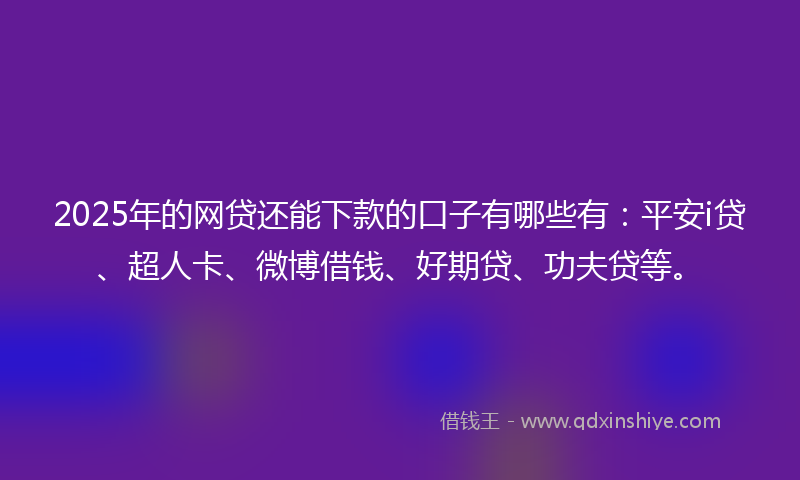 2025年的网贷还能下款的口子有哪些有：平安i贷、超人卡、微博借钱、好期贷、功夫贷等。
