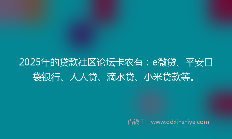 2025年的贷款社区论坛卡农有：e微贷、平安口袋银行、人人贷、滴水贷、小米贷款等。
