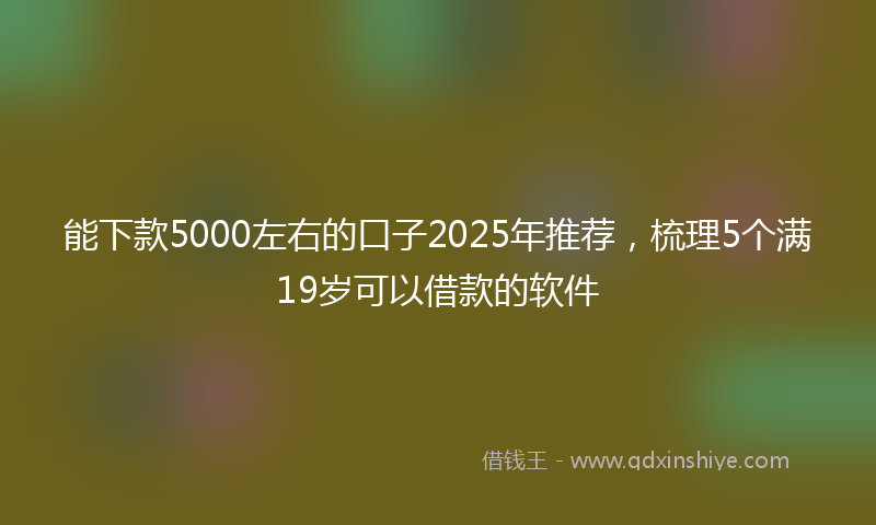 能下款5000左右的口子2025年推荐，梳理5个满19岁可以借款的软件