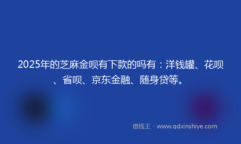 2025年的芝麻金呗有下款的吗有：洋钱罐、花呗、省呗、京东金融、随身贷等。