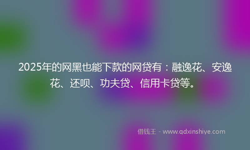 2025年的网黑也能下款的网贷有：融逸花、安逸花、还呗、功夫贷、信用卡贷等。