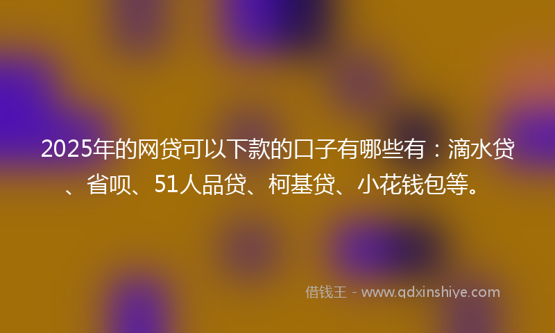 2025年的网贷可以下款的口子有哪些有：滴水贷、省呗、51人品贷、柯基贷、小花钱包等。