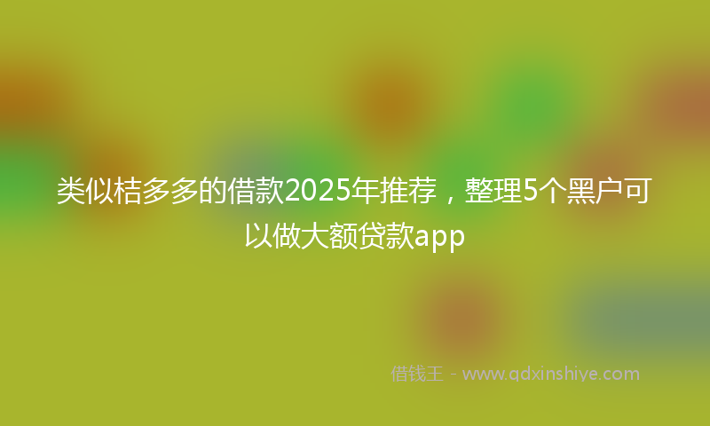 类似桔多多的借款2025年推荐，整理5个黑户可以做大额贷款app