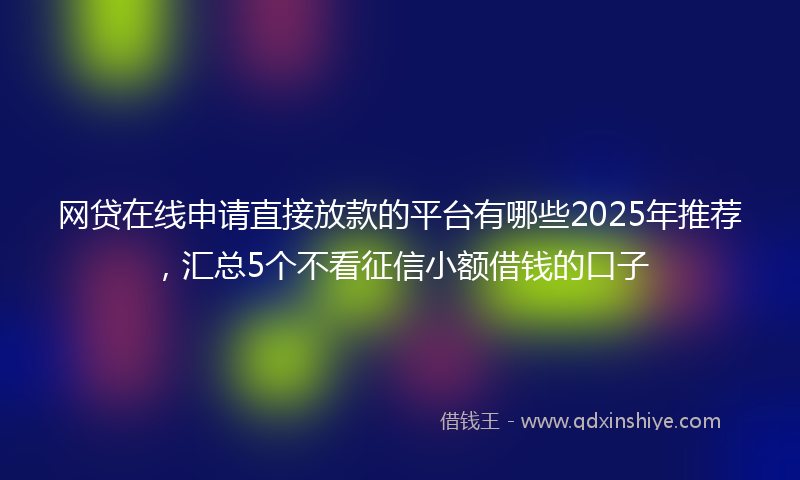 网贷在线申请直接放款的平台有哪些2025年推荐，汇总5个不看征信小额借钱的口子