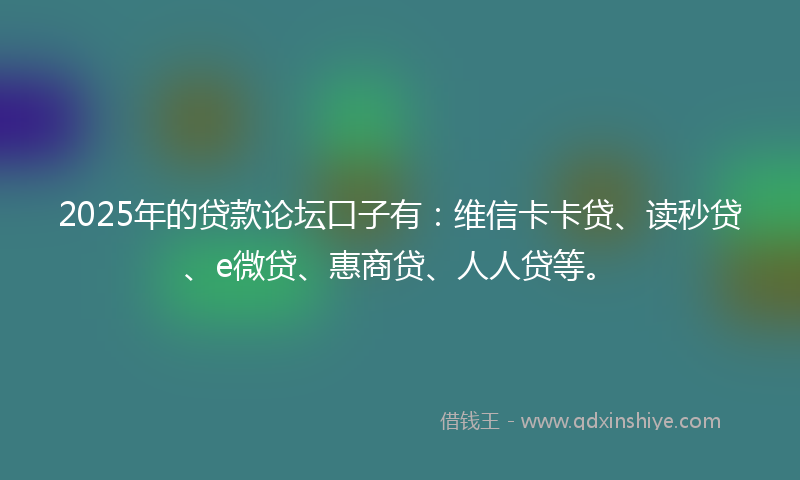 2025年的贷款论坛口子有：维信卡卡贷、读秒贷、e微贷、惠商贷、人人贷等。