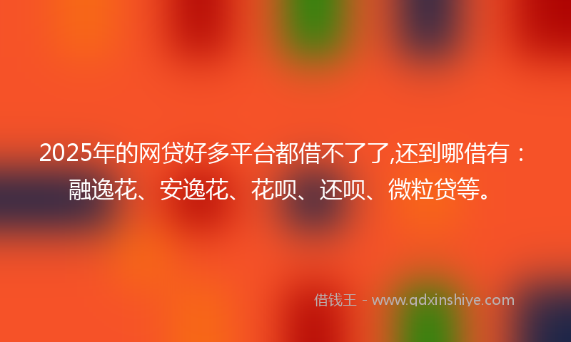 2025年的网贷好多平台都借不了了,还到哪借有：融逸花、安逸花、花呗、还呗、微粒贷等。