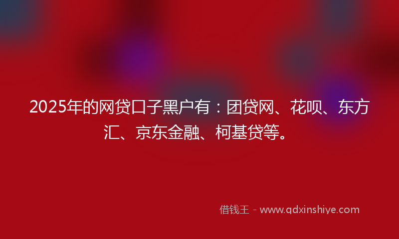 2025年的网贷口子黑户有：团贷网、花呗、东方汇、京东金融、柯基贷等。
