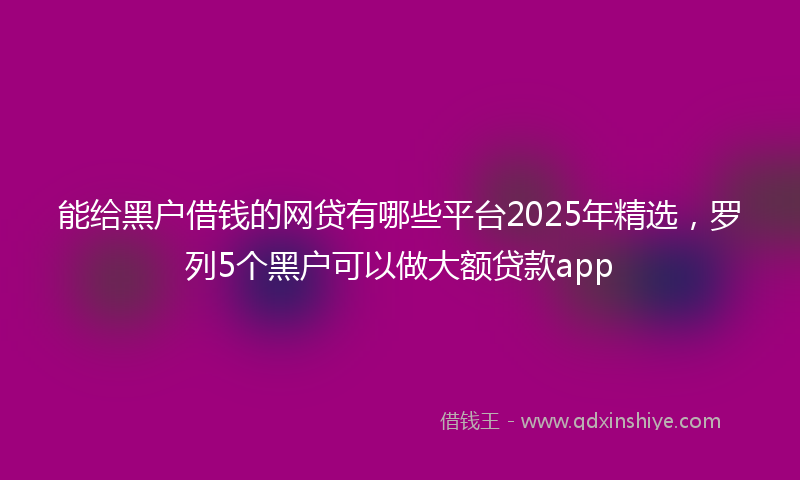 能给黑户借钱的网贷有哪些平台2025年精选，罗列5个黑户可以做大额贷款app