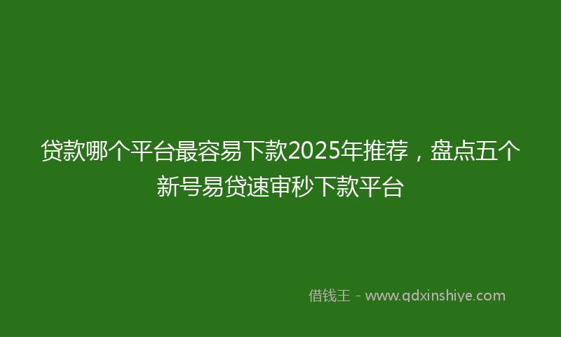 贷款哪个平台最容易下款2025年推荐，盘点五个新号易贷速审秒下款平台