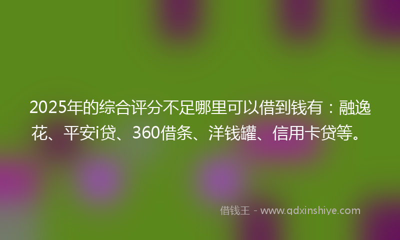 2025年的综合评分不足哪里可以借到钱有：融逸花、平安i贷、360借条、洋钱罐、信用卡贷等。