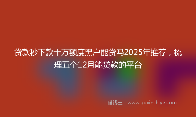 贷款秒下款十万额度黑户能贷吗2025年推荐，梳理五个12月能贷款的平台