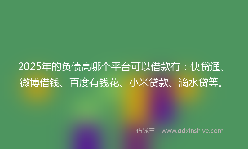 2025年的负债高哪个平台可以借款有：快贷通、微博借钱、百度有钱花、小米贷款、滴水贷等。