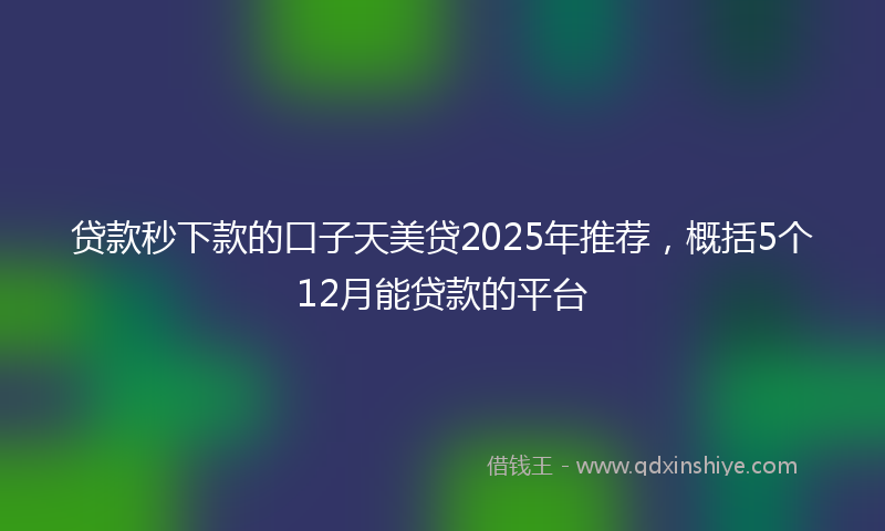 贷款秒下款的口子天美贷2025年推荐，概括5个12月能贷款的平台