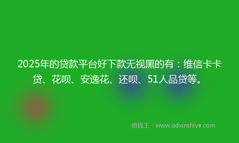 2025年的贷款平台好下款无视黑的有：维信卡卡贷、花呗、安逸花、还呗、51人品贷等。