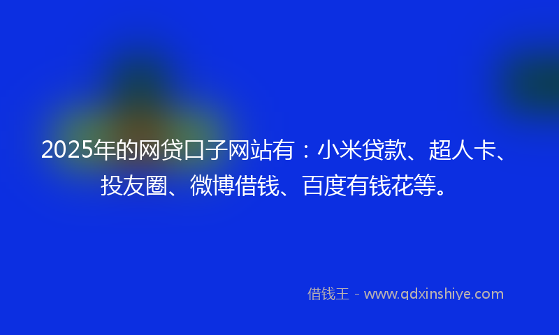 2025年的网贷口子网站有：小米贷款、超人卡、投友圈、微博借钱、百度有钱花等。