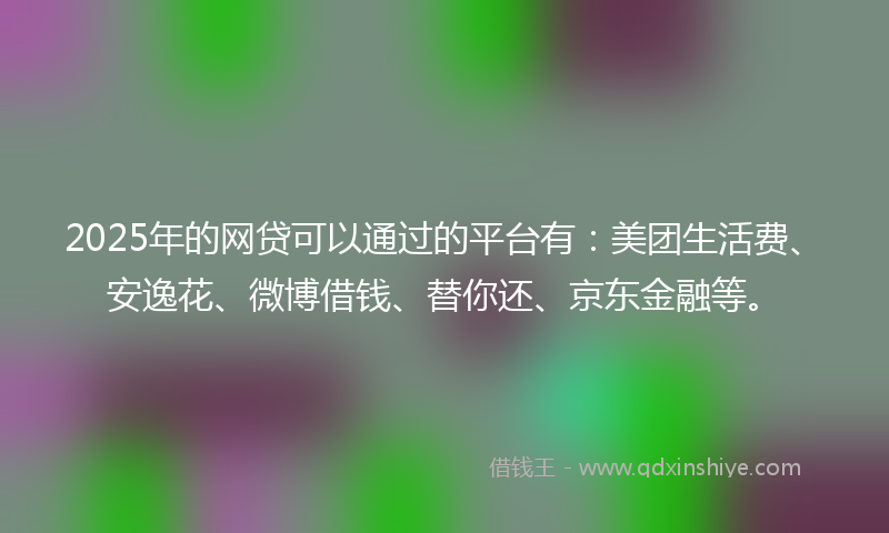 2025年的网贷可以通过的平台有：美团生活费、安逸花、微博借钱、替你还、京东金融等。