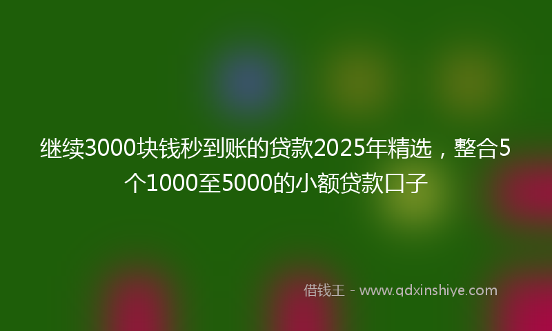 继续3000块钱秒到账的贷款2025年精选，整合5个1000至5000的小额贷款口子