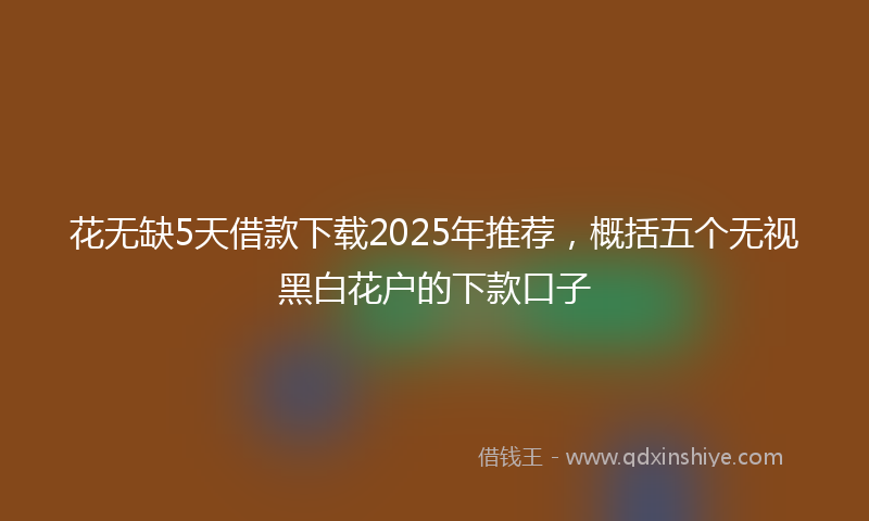 花无缺5天借款下载2025年推荐，概括五个无视黑白花户的下款口子