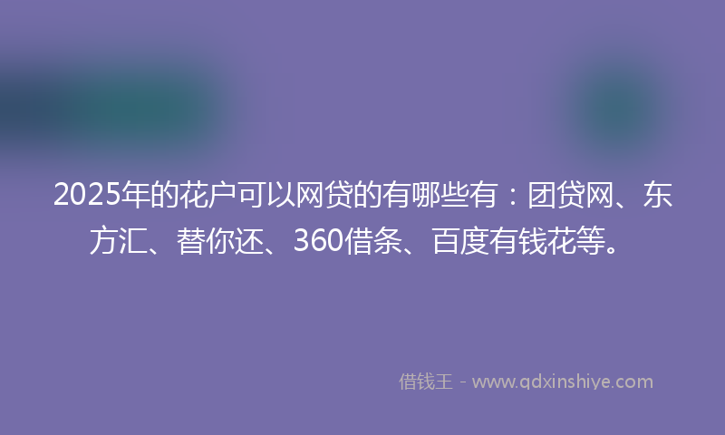 2025年的花户可以网贷的有哪些有：团贷网、东方汇、替你还、360借条、百度有钱花等。