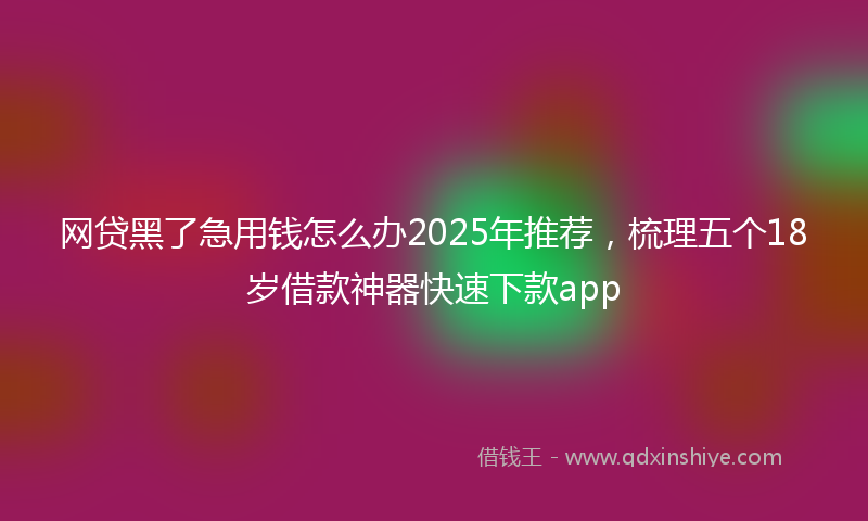 网贷黑了急用钱怎么办2025年推荐，梳理五个18岁借款神器快速下款app