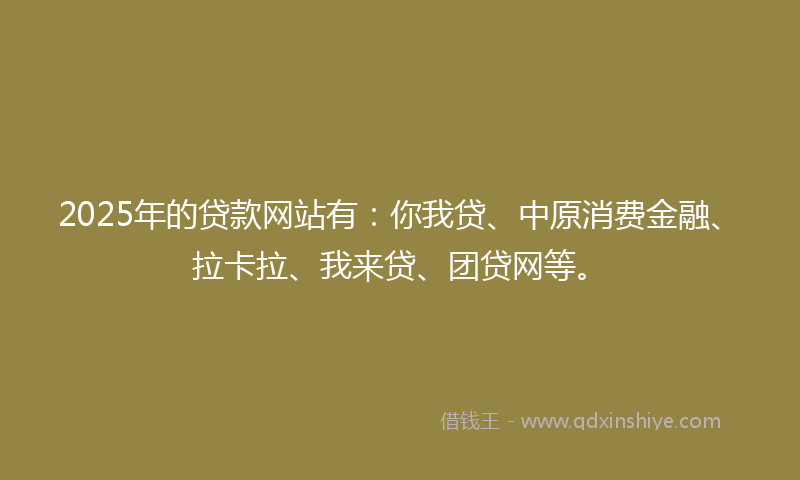 2025年的贷款网站有：你我贷、中原消费金融、拉卡拉、我来贷、团贷网等。