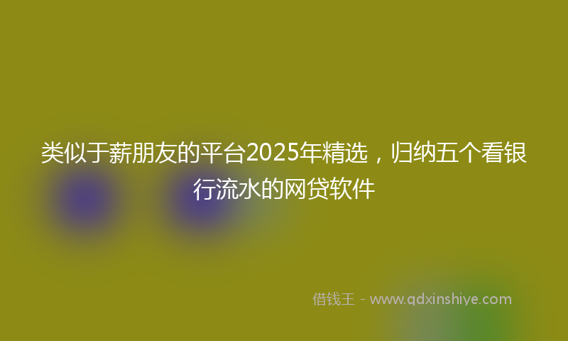 类似于薪朋友的平台2025年精选，归纳五个看银行流水的网贷软件