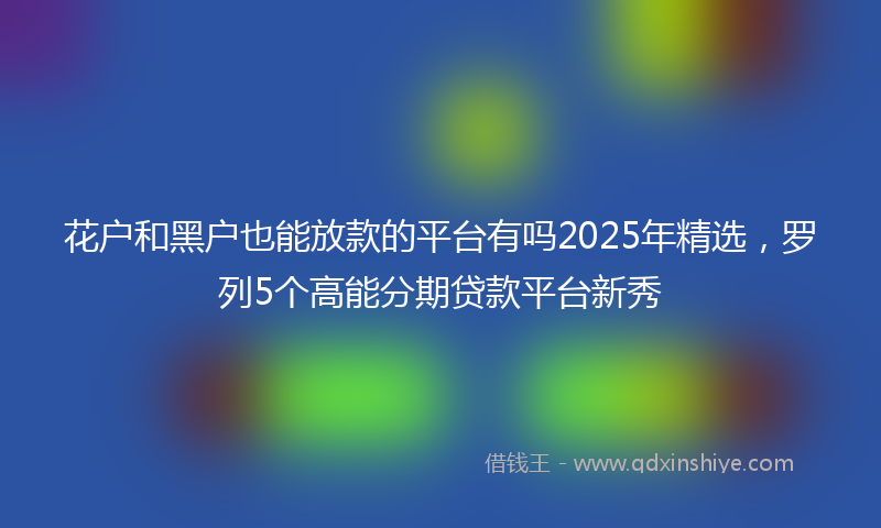 花户和黑户也能放款的平台有吗2025年精选，罗列5个高能分期贷款平台新秀