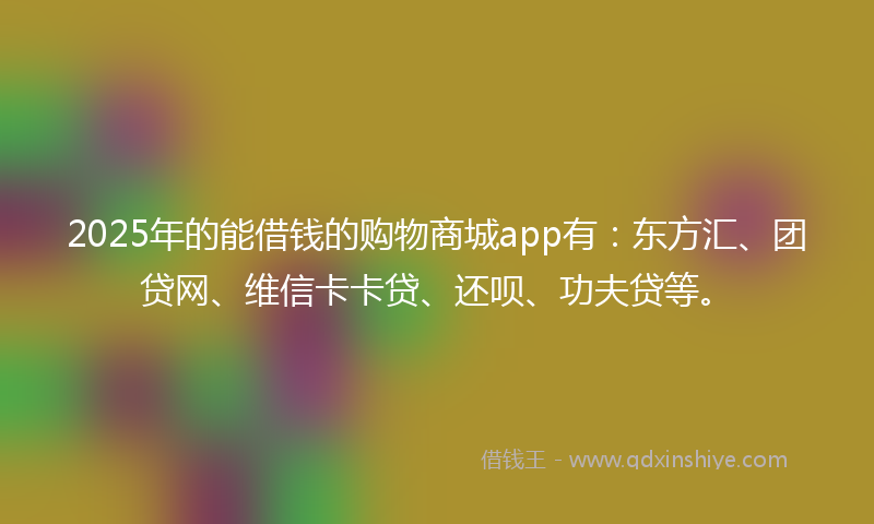 2025年的能借钱的购物商城app有：东方汇、团贷网、维信卡卡贷、还呗、功夫贷等。
