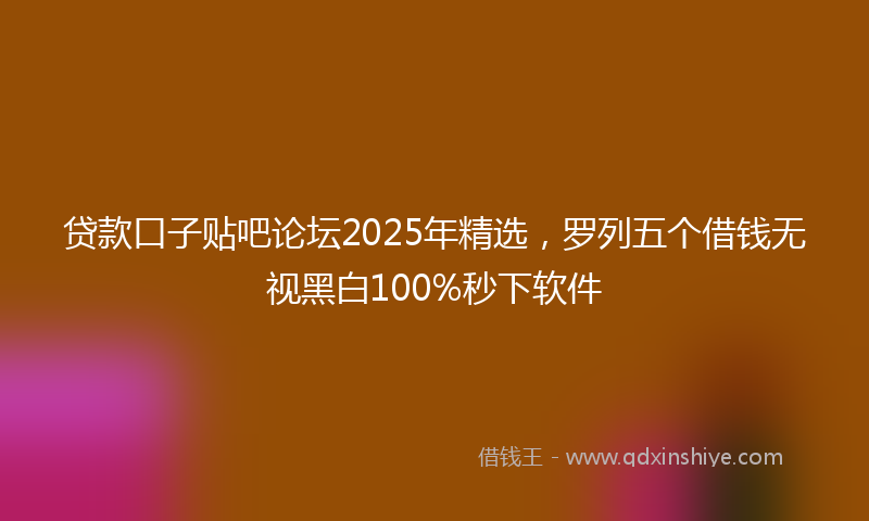 贷款口子贴吧论坛2025年精选，罗列五个借钱无视黑白100%秒下软件