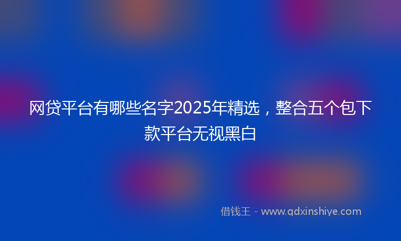 网贷平台有哪些名字2025年精选，整合五个包下款平台无视黑白