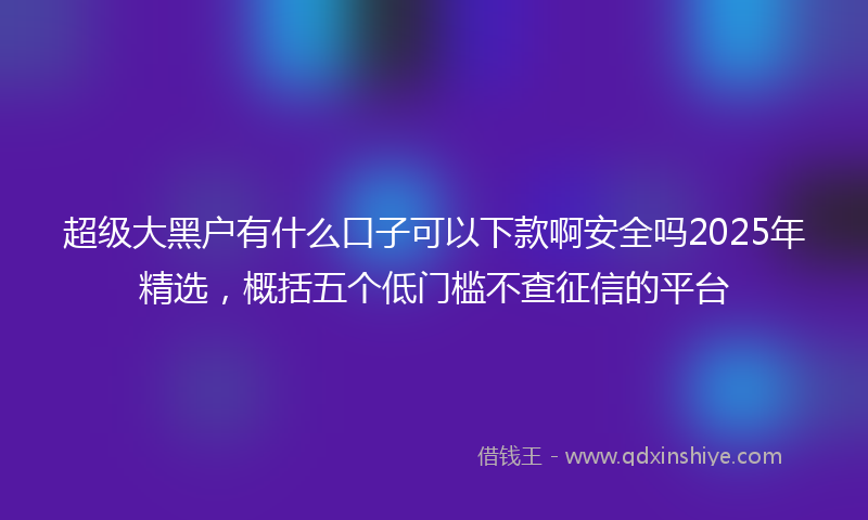 超级大黑户有什么口子可以下款啊安全吗2025年精选，概括五个低门槛不查征信的平台