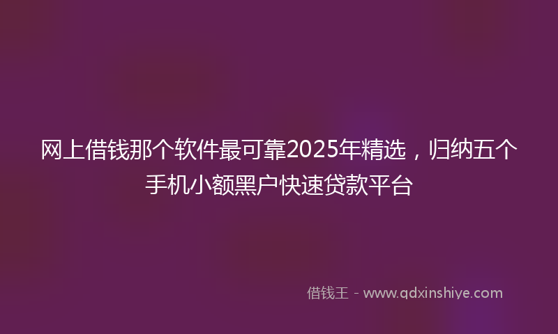 网上借钱那个软件最可靠2025年精选，归纳五个手机小额黑户快速贷款平台