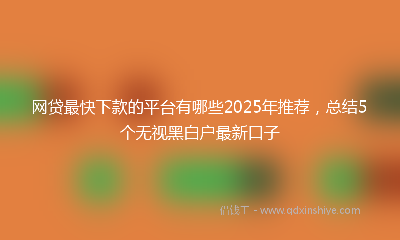 网贷最快下款的平台有哪些2025年推荐，总结5个无视黑白户最新口子