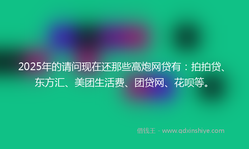2025年的请问现在还那些高炮网贷有：拍拍贷、东方汇、美团生活费、团贷网、花呗等。